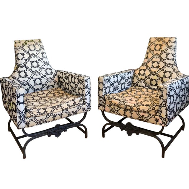 Vintage Midcentury High-Back Club Chairs - A Pair For Sale - Image 9 of 9