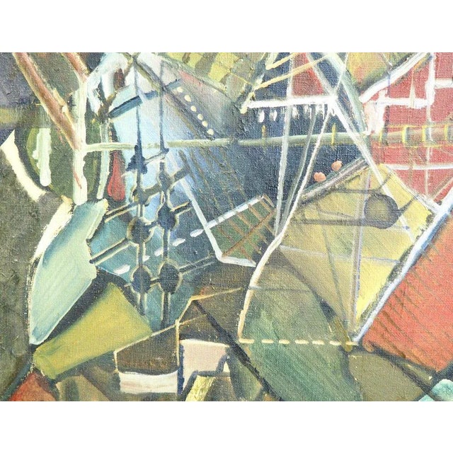 Cubist European Painting Oil on Canvas For Sale - Image 4 of 7