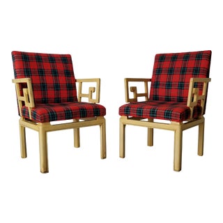 Michael Taylor for Baker Far East Collection Greek Key Armchairs - a Pair For Sale