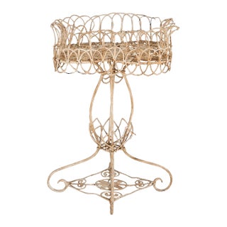 Victorian Style White Painted Wirework Plant Stand, English Early 20th C. For Sale