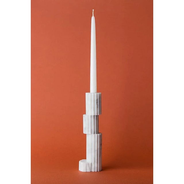 Contemporary Hand Lathered Marble Ruinette Candleholder by Ilaria Bianchi For Sale - Image 3 of 6
