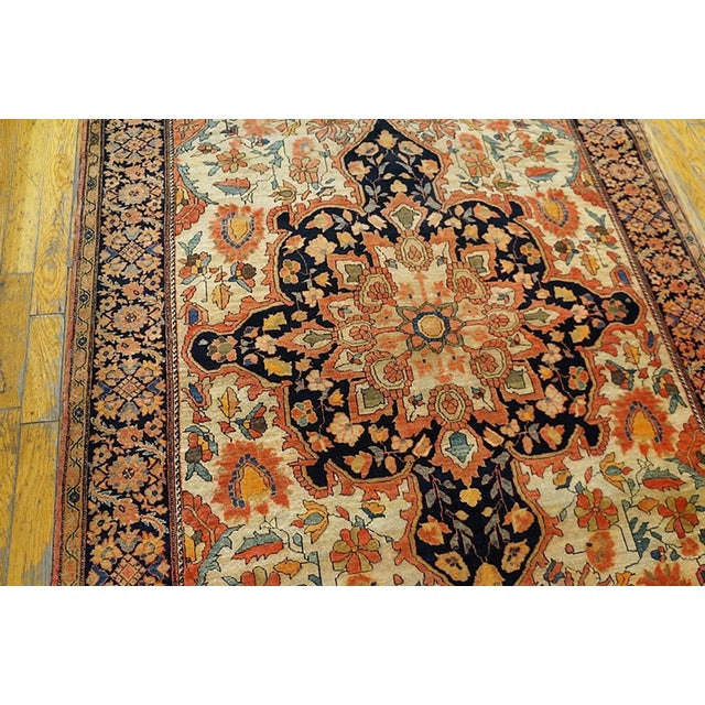 1900s Ivory Medallion Antique Persian Sarouk Rug 4'4" X 6'6" Handknotted Wool Carpet For Sale - Image 4 of 6