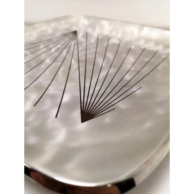 Silver Nickel Plated Decorative Plate with Sputnik Design by BMF Sinigra, 1960s For Sale - Image 8 of 10