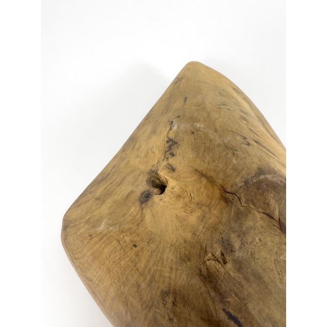 Vintage Hand-Carved Wooden Trough Bowl – Sculptural Rustic Centerpiece With Natural Patina For Sale - Image 15 of 18