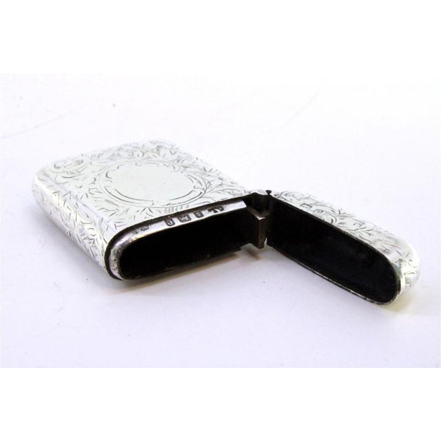 Guilloche Silver Matchbox with Monogram Card For Sale - Image 6 of 8