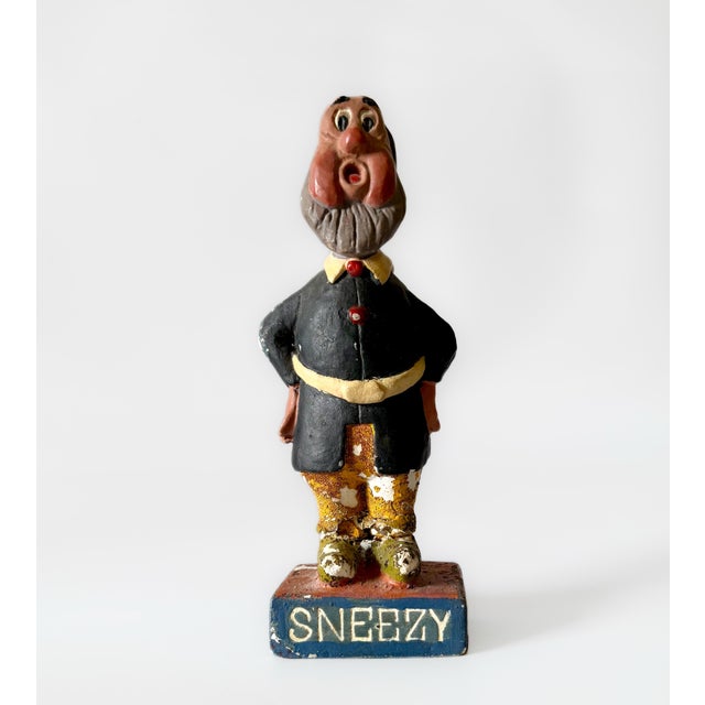 1940s Vintage 1940s Snow White & the Seven Dwarfs Chalkware Figures Grumpy, Happy & Sneezy For Sale - Image 5 of 12