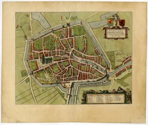 Antique Bird's-Eye View Map of Zierikzee in Zeeland, Netherlands, 1649