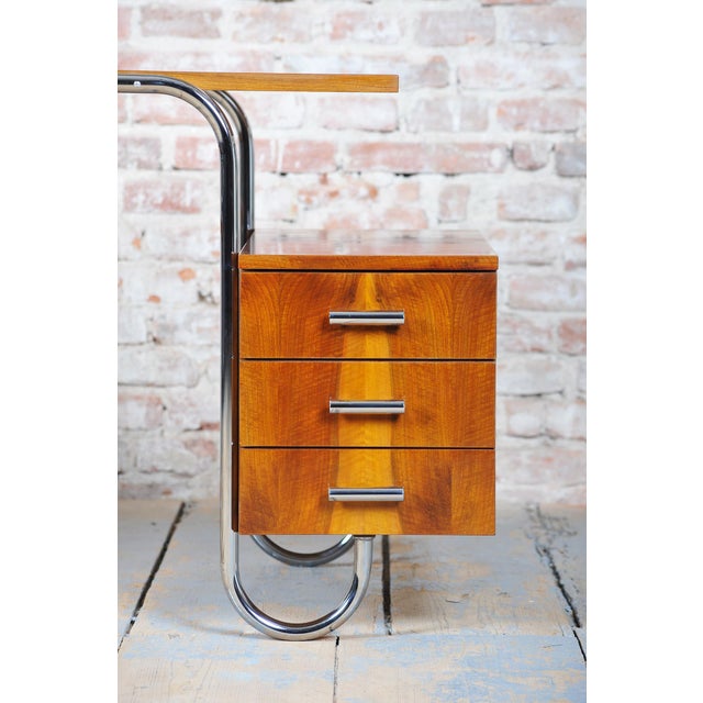Bauhaus Walnut Writing Desk by A. Lurcat for Kovona, Czech, 1940s For Sale - Image 6 of 15
