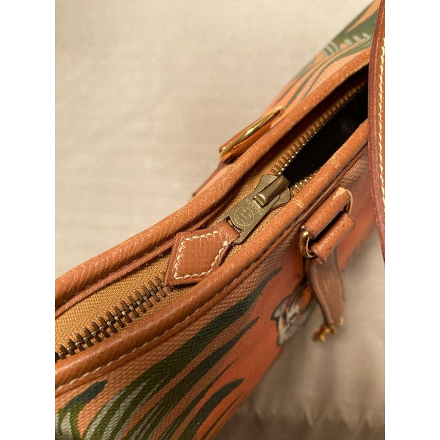 Vintage Hermes Trim Bag with Hand Painted Tiger For Sale - Image 10 of 11