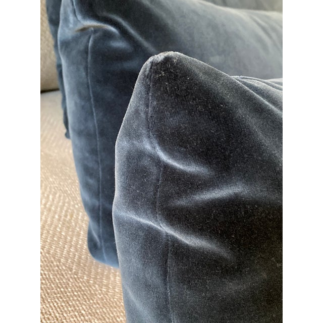 Set of 3 Navy Blue Velvet Rectangular Lumbar Pillows With Down Inserts For Sale - Image 9 of 18