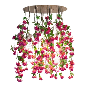 Large Round Flower Power Fuchsia Cascade Chandelier in Fuchsia Color from VGnewtrend, Italy