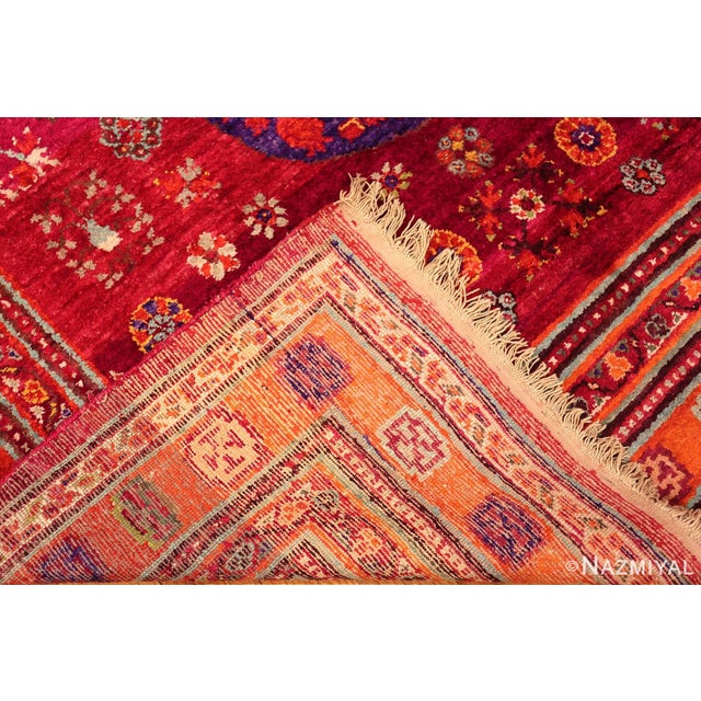 Nazmiyal Collection Vibrant Vintage Silk Pomegranate Khotan Rug For Sale - Image 12 of 13