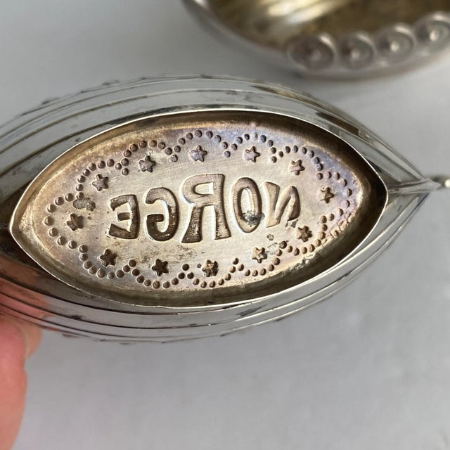 Silver Sterling Silver Salt Cellars Norwegian Viking Ship Theodor Olsen Norway For Sale - Image 8 of 12