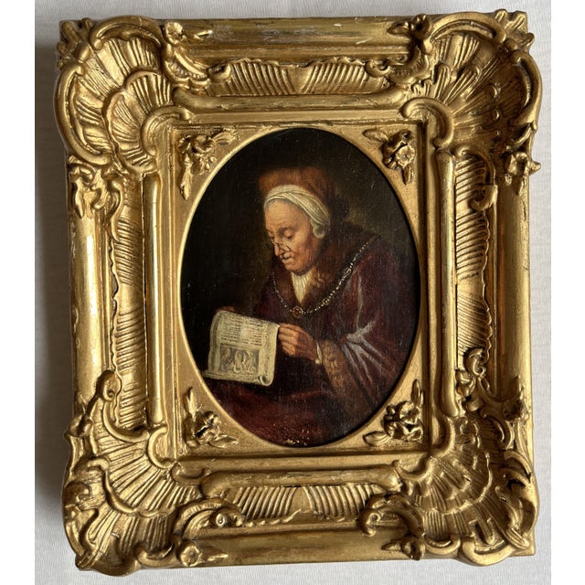 After Gerrit Dou, Figurative Composition, 19th Century, Oil Painting on Panel, Framed For Sale - Image 9 of 9