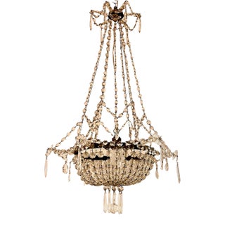Early 20th Century French Iron and Crystal Chandelier For Sale