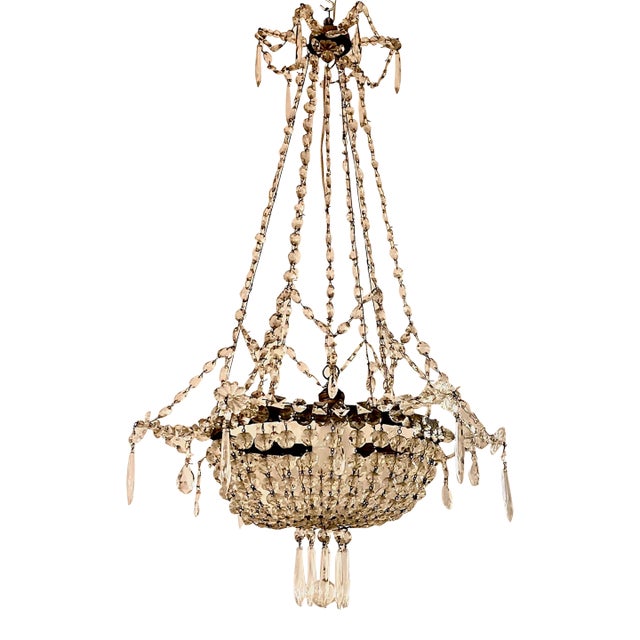 Early 20th Century French Iron and Crystal Chandelier For Sale