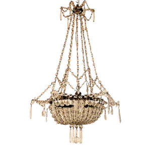 Early 20th Century French Iron and Crystal Chandelier