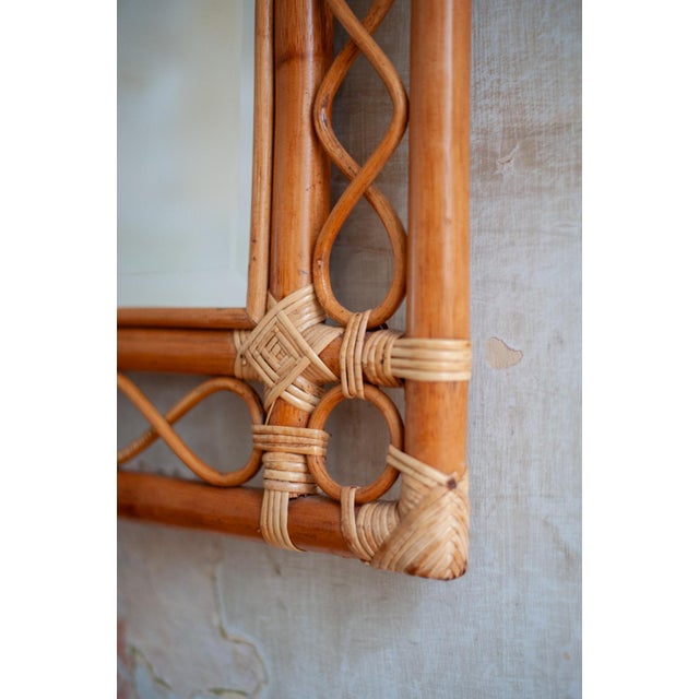 Large Rectangular Bamboo Mirror, 1970s For Sale - Image 4 of 5