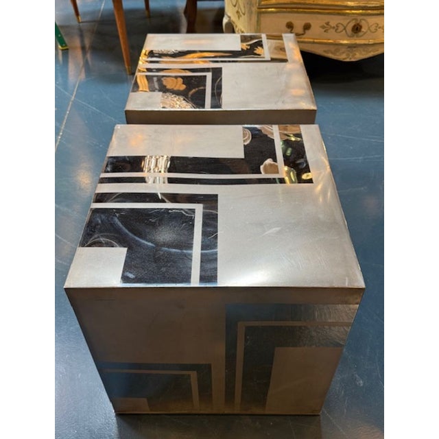 Mid-Century Modern Pair of MCM Paul Evans Chrome and Nickel "City Scape" Cubes For Sale - Image 3 of 5
