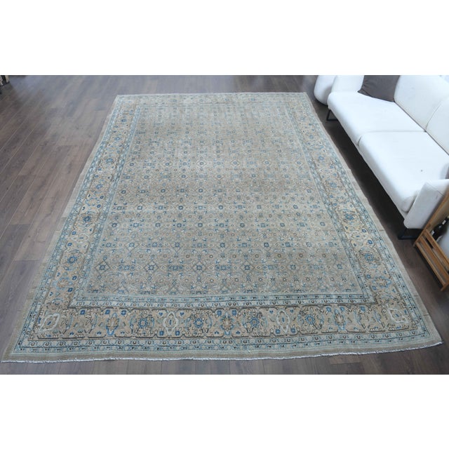 Persian 1970s Vintage Persian Handmade Wool Cotton Light Brown Area Rug For Sale - Image 3 of 11