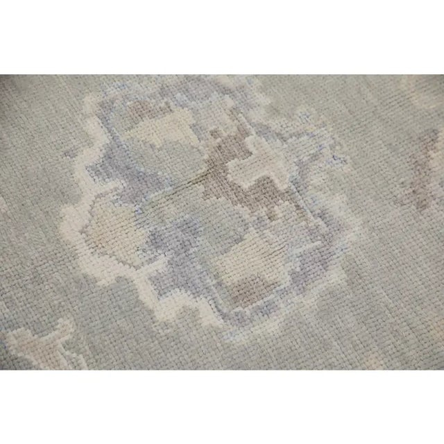 Modern Turkish Oushak Runner Rug Gray & Blue Handwoven Rug 4'11" X 6'10" For Sale - Image 3 of 6