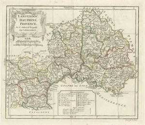 Antique Map of Southeastern France with Decorative Cartouche, 1790
