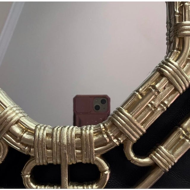 Mid-Century Modern Vintage Gold Bamboo Style Frame Wall Mirror by Home Interiors and Gifts For Sale - Image 3 of 10