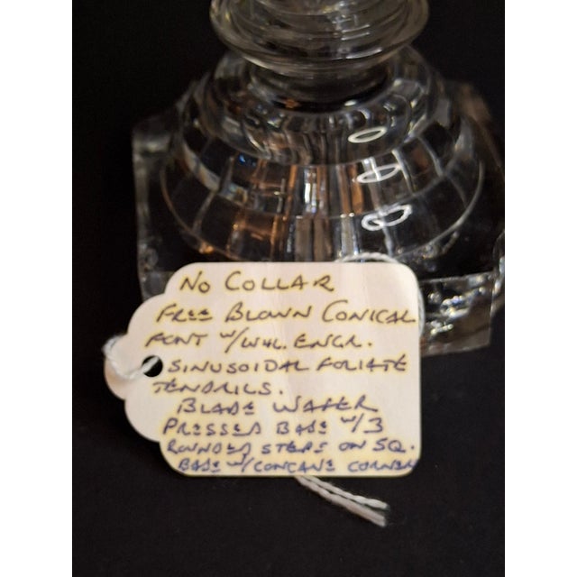 Rare Antique 1840 Eapg Flint Glass Whale Oil Lamp | Wheel-Etched Font & Starburst Base For Sale - Image 4 of 13