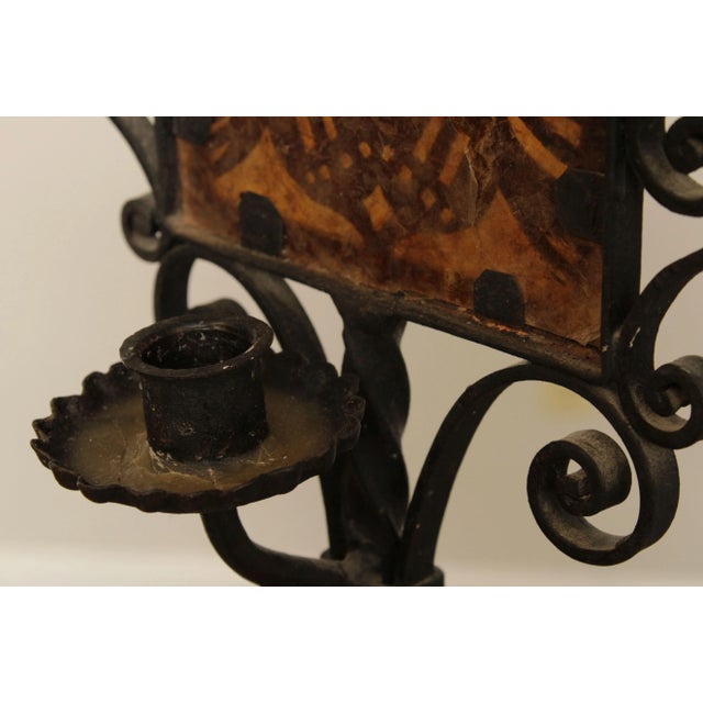 Arts & Crafts Wrought Iron Candle Torchiere - A Pair For Sale - Image 11 of 13