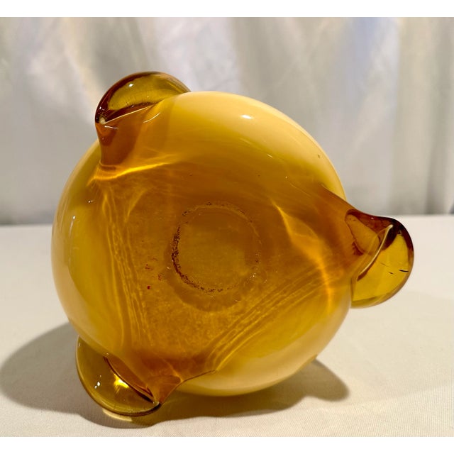 Vintage Murano Vase Yellow Amber Art Glass For Sale In Detroit - Image 6 of 7