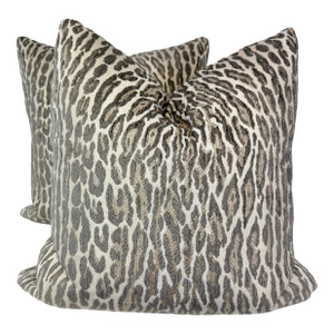 Leopard Chenille in Neutral 22" Pillows-a Pair