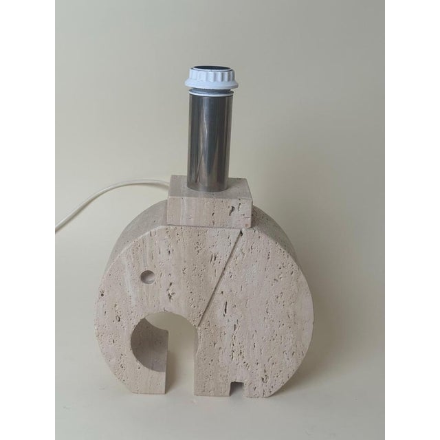 Beige Mid-Century Italian Travertine Elephant Table Lamp Base, 1970s For Sale - Image 8 of 15