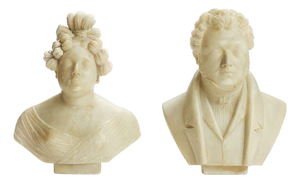 Giuseppe Benassai, Busts, 1884, Alabaster, Set of 2