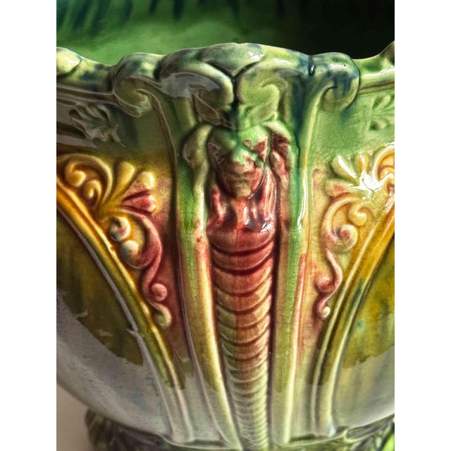 Ceramic Antique Majolica Jardiniere For Sale - Image 7 of 8