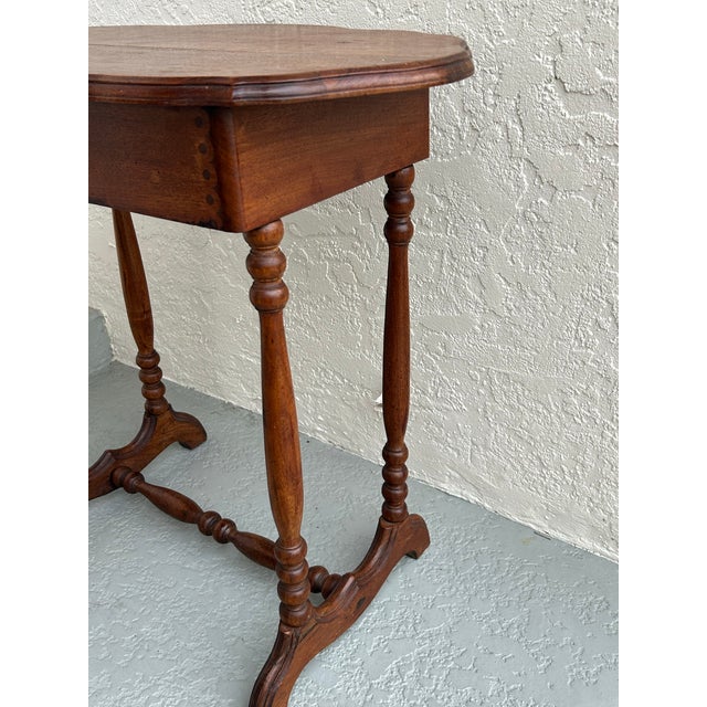 Brown Antique Pin and Cove Side Table With Draw For Sale - Image 8 of 10