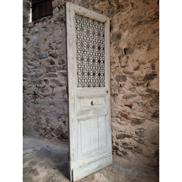 Antique Oak Front Door with Cast Iron Grill, 1890s For Sale - Image 14 of 18