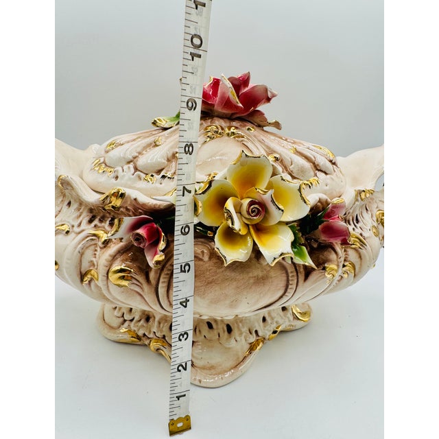 Vintage Italian Capodimonte Porcelain Tureen or Serving Dish Centerpiece W/Roses For Sale - Image 15 of 18