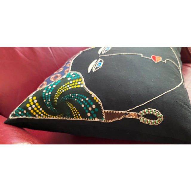 Newport Layton Home Fashion Cloth & Embroidery Black Face Pillow For Sale - Image 4 of 8