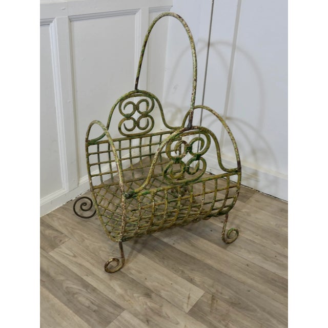 19th Century French Wirework Log Carrier Basket For Sale - Image 6 of 9