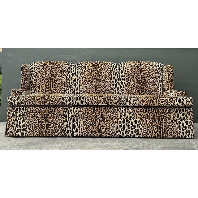 Make a bold, high-octane statement with this monumental vintage leopard print velvet sofa. A quintessential example of...