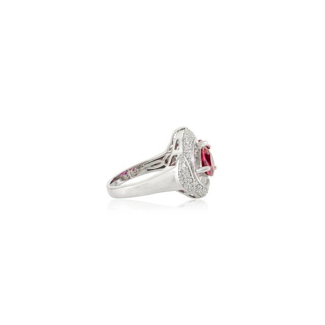 Not Yet Made - Made To Order Sterling Silver Statement Ring With Pink & White Cubic Zirconia Vintage Glam Size 8 For Sale - Image 5 of 12