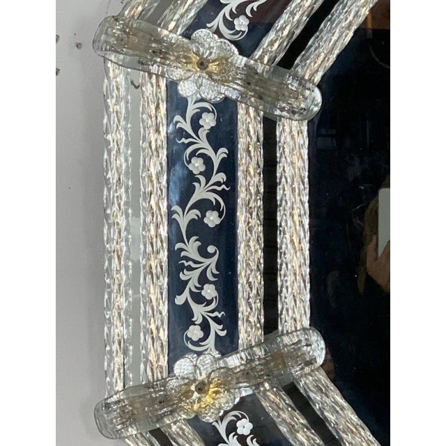 Glass Italian Venetian Mirror, Circa 1930s For Sale - Image 7 of 15