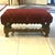 Victorian Antique, Diamond-Tufted, Upholstered Footstool, Deep, Ruby-Red in Coloring, White With Carved, Stacked, Ball Feet For Sale - Image 3 of 11
