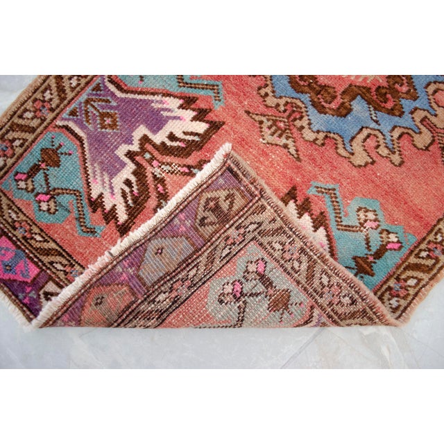 Ruby Red Hand Knotted Door Mat, Entryway Rug, Bath Mat, Kitchen Decor, Small Rug, Turkish Rug - 1′8″ × 3′1″ For Sale - Image 8 of 13