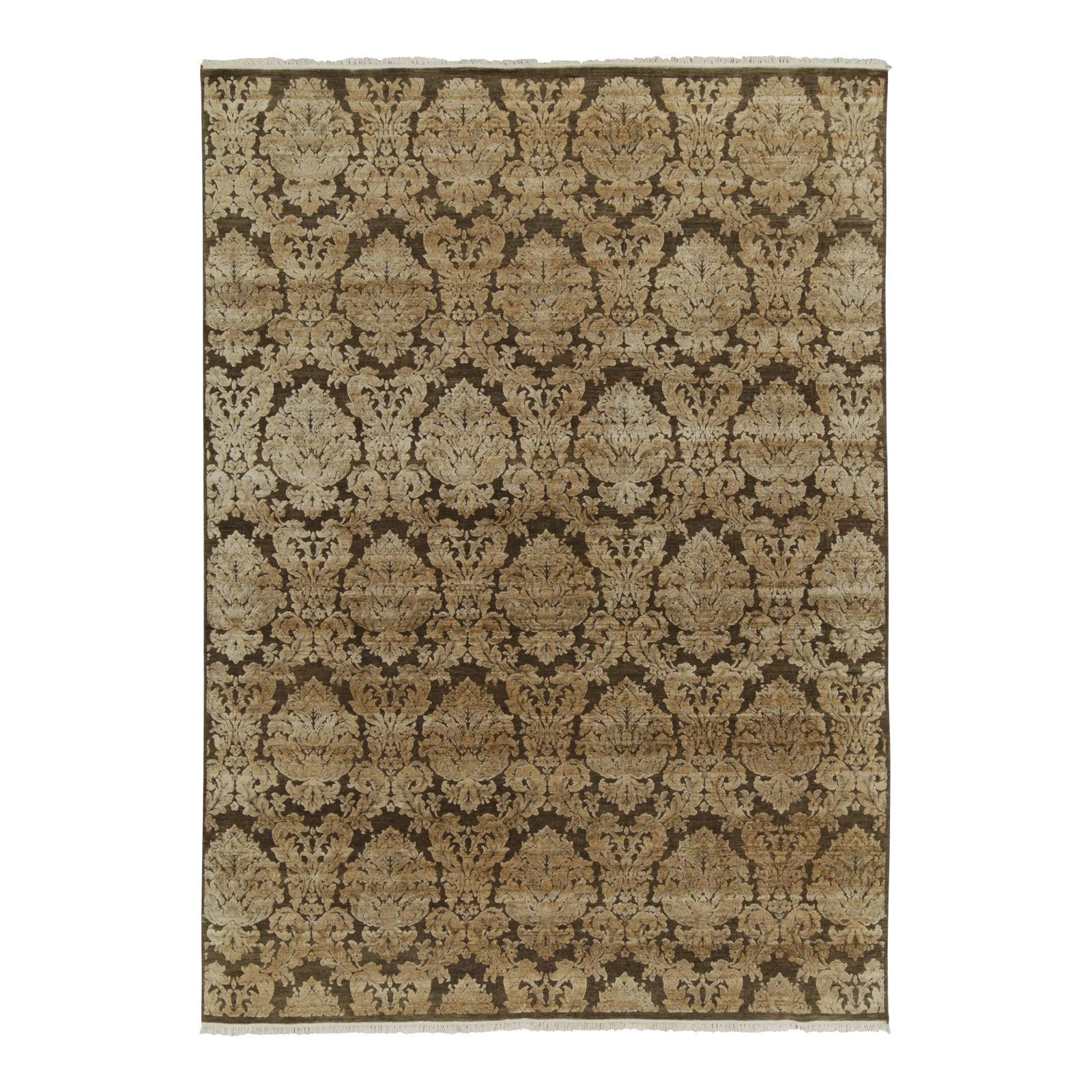 Rug & Kilim’s Classic Italian Style Rug in Brown With Gold Floral ...