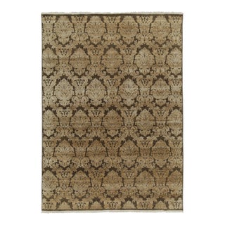 Rug & Kilim’s Classic Italian Style Rug in Brown With Gold Floral Patterns For Sale