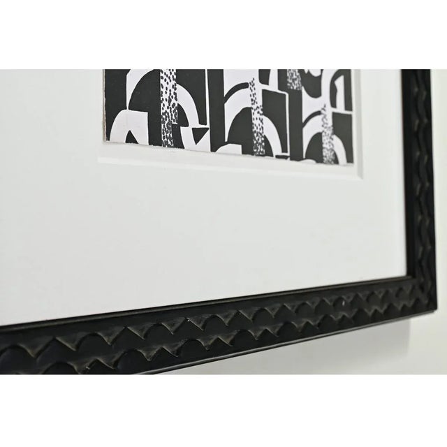 Wood English Art Deco Handmade Wallpaper Sample, Framed For Sale - Image 7 of 9