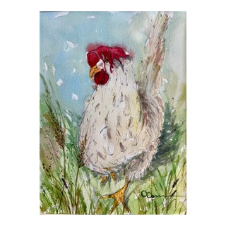 Original Watercolor Painting of “My Chicken Floppy” For Sale
