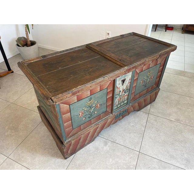 Brown Rustic Hand-Painted Tyrolean Chest For Sale - Image 8 of 18