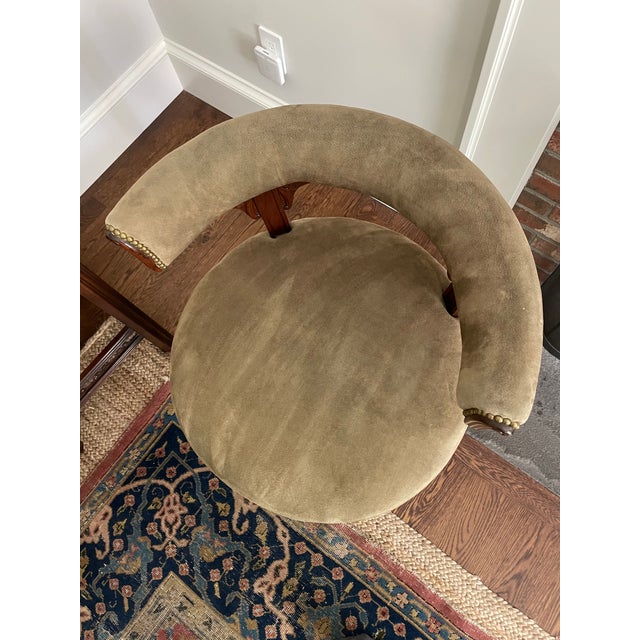 A Nineteenth Century William IV Mahogany Tub Chair With Green Suede Upholstery For Sale - Image 4 of 5